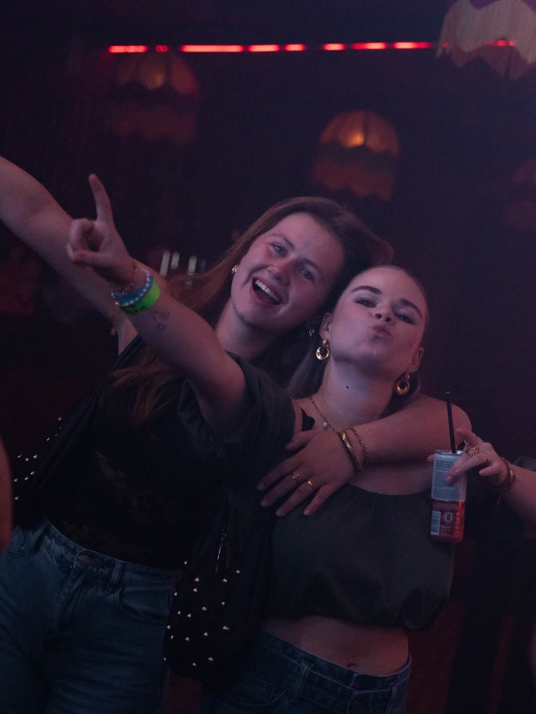 Two friends posing on the dance floor at BaseYRD x Zeester, Eindhoven